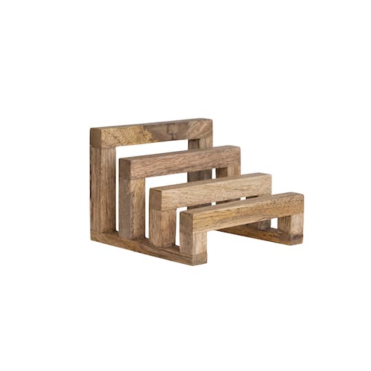 Hello Honey® 6" Natural 3 Section Mango Wood Cutting Board Stand